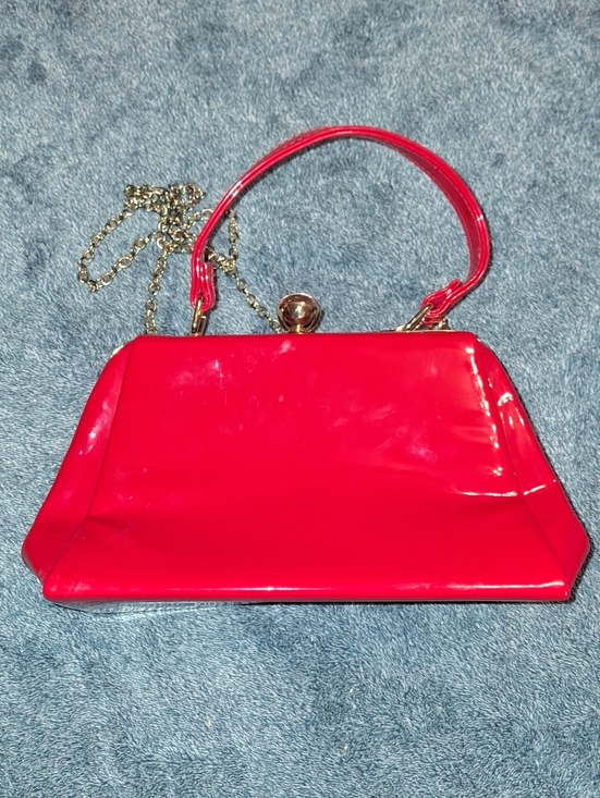 Source Unknown Handbags - Vintage-Style Glossy Red Patent Faux LeatheRed Patent Frame-Top Women’s Handbag